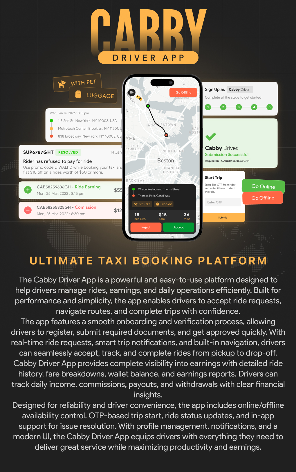 Cabby : The Taxi App - Ultimate Taxi Booking Solution with Admin Panel